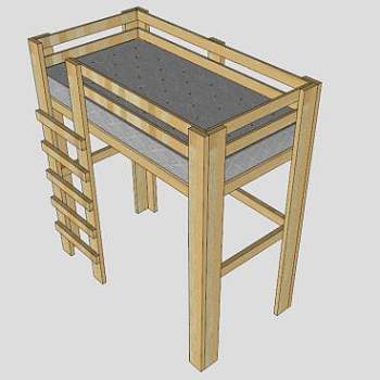 双侧阁楼床SU模型下载_sketchup草图大师SKP模型