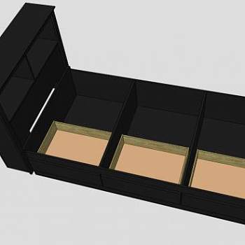 黑色床板平板床SU模型下载_sketchup草图大师SKP模型