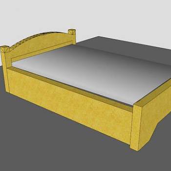 黄色国王平板床SU模型下载_sketchup草图大师SKP模型