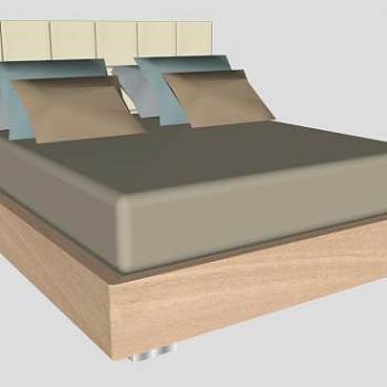 威廉平板双人床SU模型下载_sketchup草图大师SKP模型