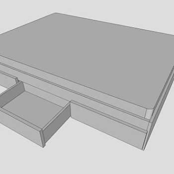 现代白色平板抽屉双人床SU模型下载_sketchup草图大师SKP模型