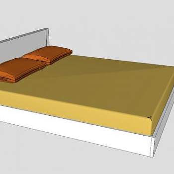 现代板式床浮动床SU模型下载_sketchup草图大师SKP模型