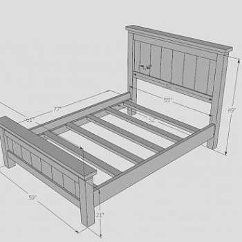 白色板条床乡村农舍床SU模型下载_sketchup草图大师SKP模型