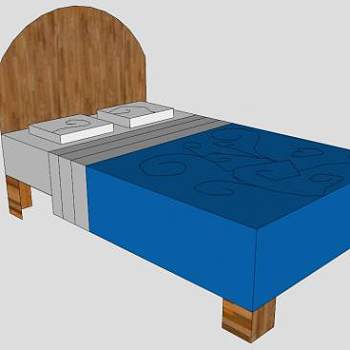 实木板床双色床SU模型下载_sketchup草图大师SKP模型