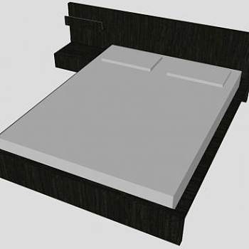 现代低床架板式床SU模型下载_sketchup草图大师SKP模型