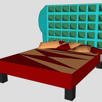 酒店双人床SU模型下载_sketchup草图大师SKP模型