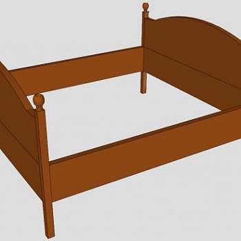宜家古董双床SU模型下载_sketchup草图大师SKP模型