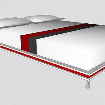 现代白色平板双人床SU模型下载_sketchup草图大师SKP模型