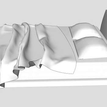 白色弹簧双人床SU模型下载_sketchup草图大师SKP模型