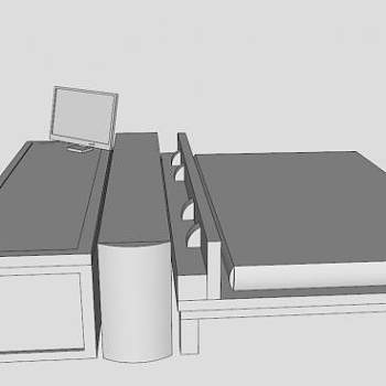 白色家具套装双人床SU模型下载_sketchup草图大师SKP模型