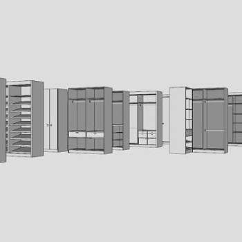 多款式鞋柜SU模型下载_sketchup草图大师SKP模型