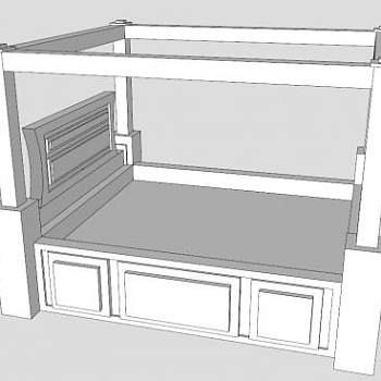 四柱卡利国王床SU模型下载_sketchup草图大师SKP模型