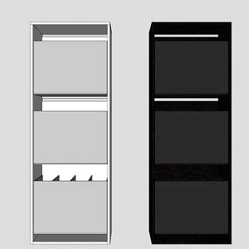 欧式黑白两色鞋柜SU模型下载_sketchup草图大师SKP模型