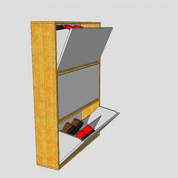 现代翻斗鞋柜SU模型下载_sketchup草图大师SKP模型