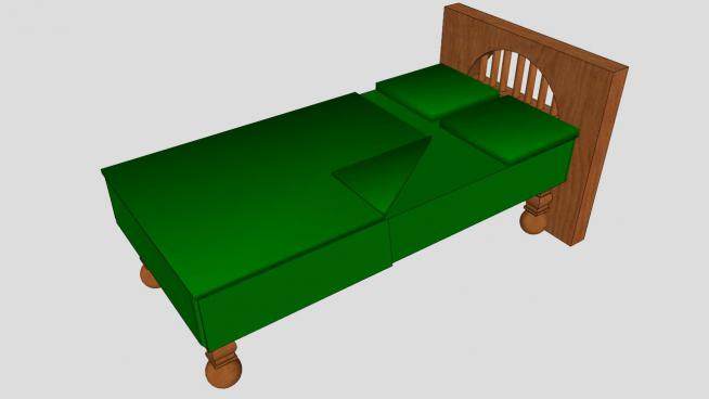实木床板式床SU模型下载_sketchup草图大师SKP模型