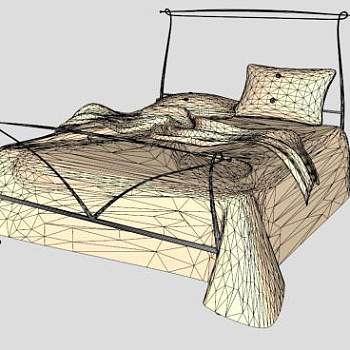 欧式软床双人床SU模型下载_sketchup草图大师SKP模型