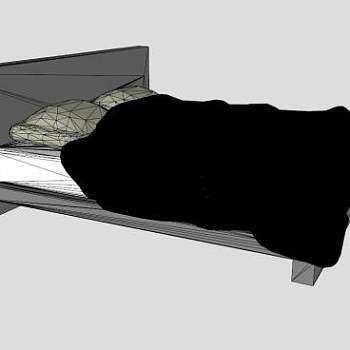 灰色家具双人床SU模型下载_sketchup草图大师SKP模型