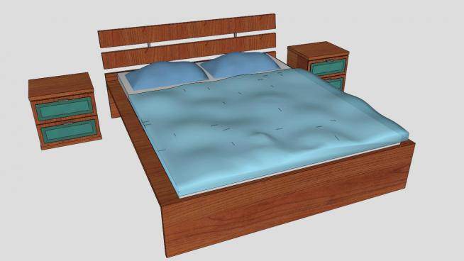卧室家具双人床SU模型下载_sketchup草图大师SKP模型