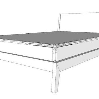 现代白色板式床SU模型下载_sketchup草图大师SKP模型