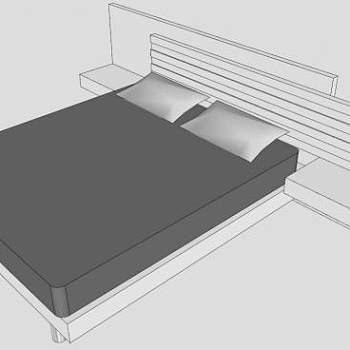 现代白色波莱蒂平板床SU模型下载_sketchup草图大师SKP模型