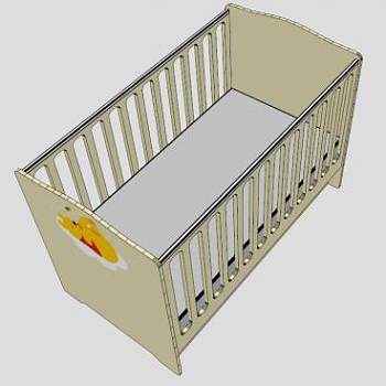 婴儿床小熊维尼SU模型下载_sketchup草图大师SKP模型