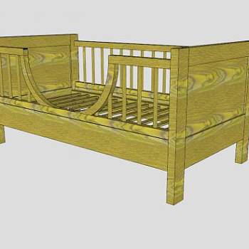 实木儿童床SU模型下载_sketchup草图大师SKP模型