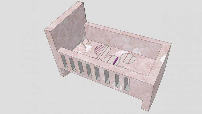 粉色女生婴儿床SU模型下载_sketchup草图大师SKP模型
