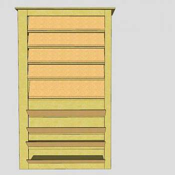 长方形黄色鞋柜SU模型下载_sketchup草图大师SKP模型