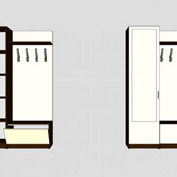 多功能组合鞋柜SU模型下载_sketchup草图大师SKP模型