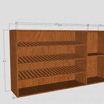 实木棕色鞋柜SU模型下载_sketchup草图大师SKP模型