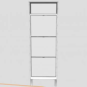 宜家简约白色鞋柜SU模型下载_sketchup草图大师SKP模型