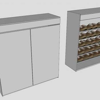 白色现代翻斗鞋柜SU模型下载_sketchup草图大师SKP模型