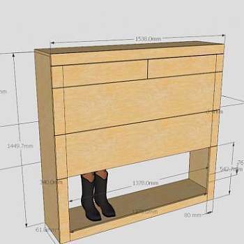 黄色木质鞋柜SU模型下载_sketchup草图大师SKP模型