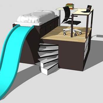 儿童床玩具储物柜SU模型下载_sketchup草图大师SKP模型