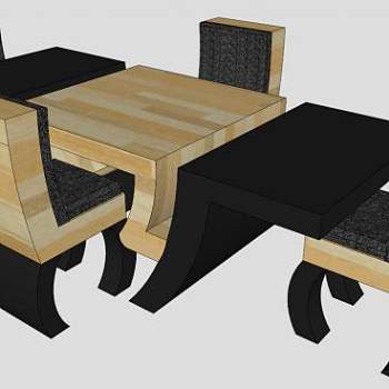 现代餐桌SU模型下载_sketchup草图大师SKP模型
