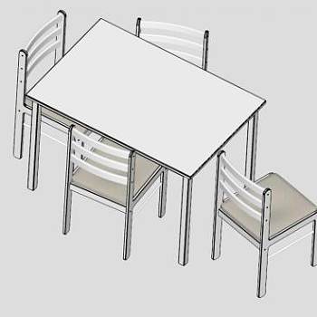 现代白色餐桌SU模型下载_sketchup草图大师SKP模型