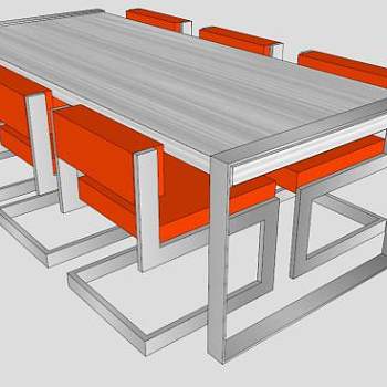 现代金属餐桌SU模型下载_sketchup草图大师SKP模型