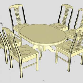 现代餐桌组合SU模型下载_sketchup草图大师SKP模型