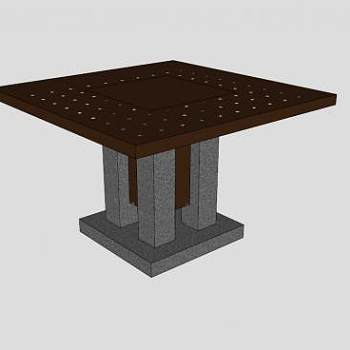 金属餐桌SU模型下载_sketchup草图大师SKP模型