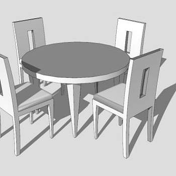 简易圆形餐桌SU模型下载_sketchup草图大师SKP模型