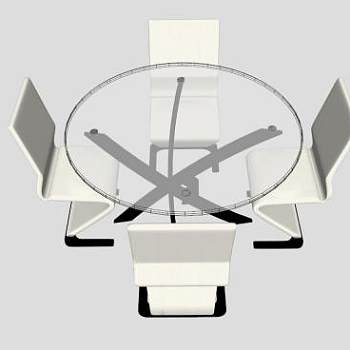 玻璃圆形餐桌SU模型下载_sketchup草图大师SKP模型