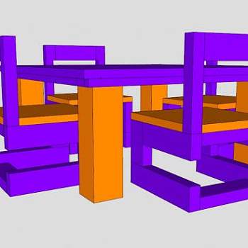 现代儿童桌椅SU模型下载_sketchup草图大师SKP模型