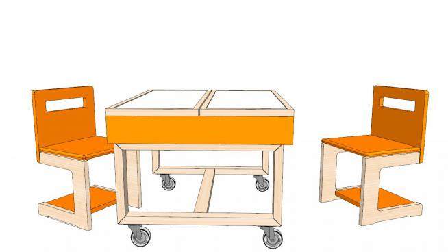 阿根顿儿童桌椅SU模型下载_sketchup草图大师SKP模型
