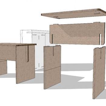 儿童板箱桌子SU模型下载_sketchup草图大师SKP模型