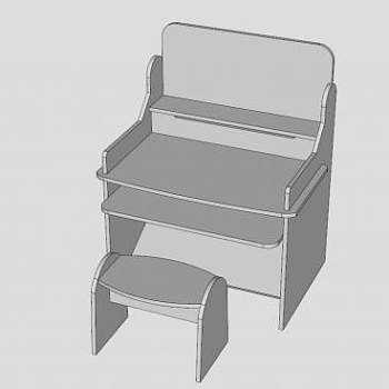 白色儿童桌椅SU模型下载_sketchup草图大师SKP模型