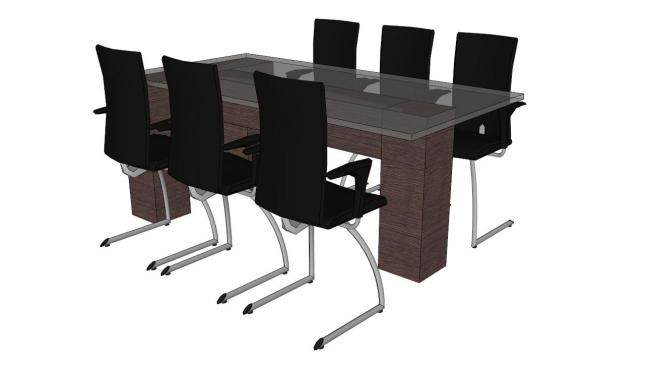现代会议室家具桌椅SU模型下载_sketchup草图大师SKP模型