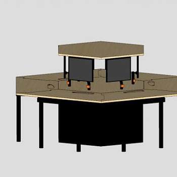 六角枫办公桌SU模型下载_sketchup草图大师SKP模型