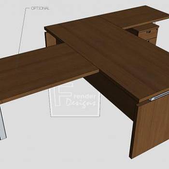 带有移动基座办公桌SU模型下载_sketchup草图大师SKP模型