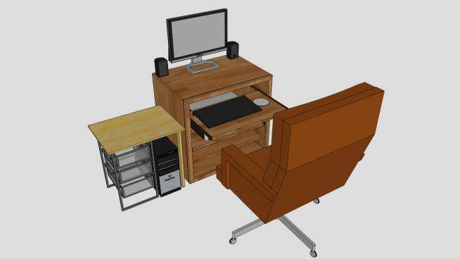 办公电脑桌椅SU模型下载_sketchup草图大师SKP模型