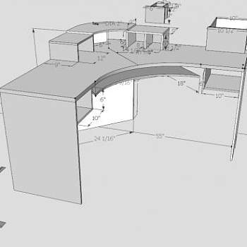 现代板式办公电脑桌SU模型下载_sketchup草图大师SKP模型